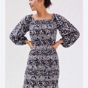 Anthropologie Smocked Off-The-Shoulder Mini Dress S
